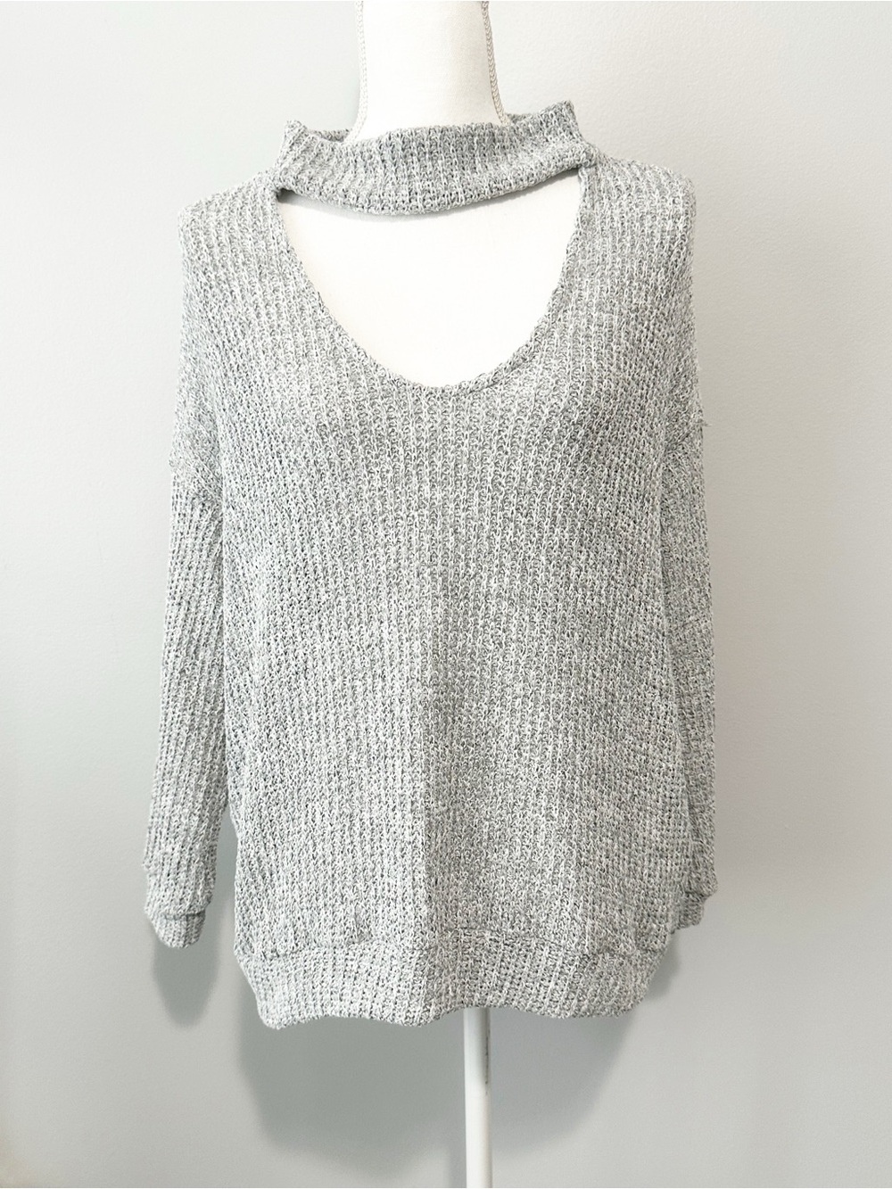 Fashion Nova Gray Cutout Turtleneck Sweater Soft Knit Pullover size medium NWT